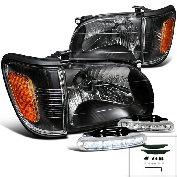 Smoke Len Bumper lights for 98-00 Tacoma 4WD PreRunner Pair Black Headlights